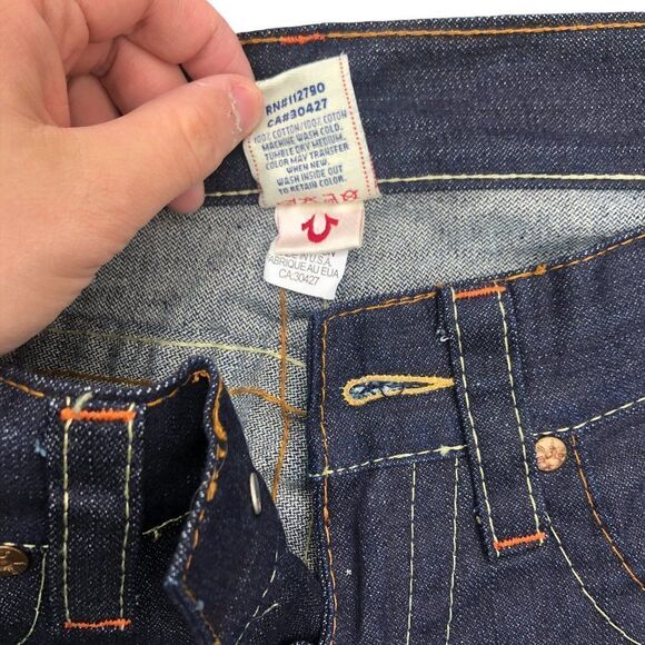 Brand New Vintage True Religion Embroidered Jeans Size 32 JOEY Blue - Picture 10 of 12
